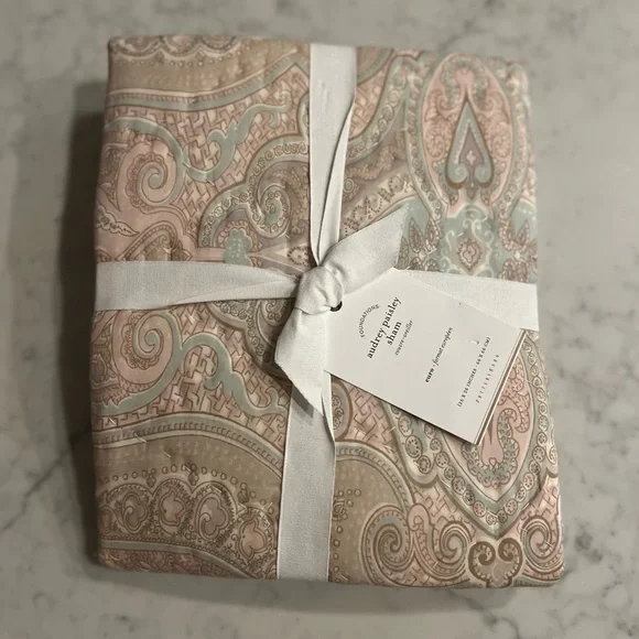 New Pottery Barn Audrey Paisley Bed Quilted Pillow Euro Sham