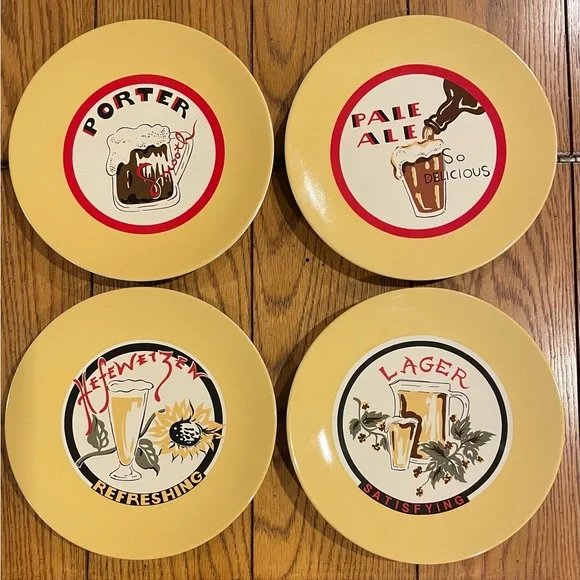 Pottery Barn Beer Plates, set of 4