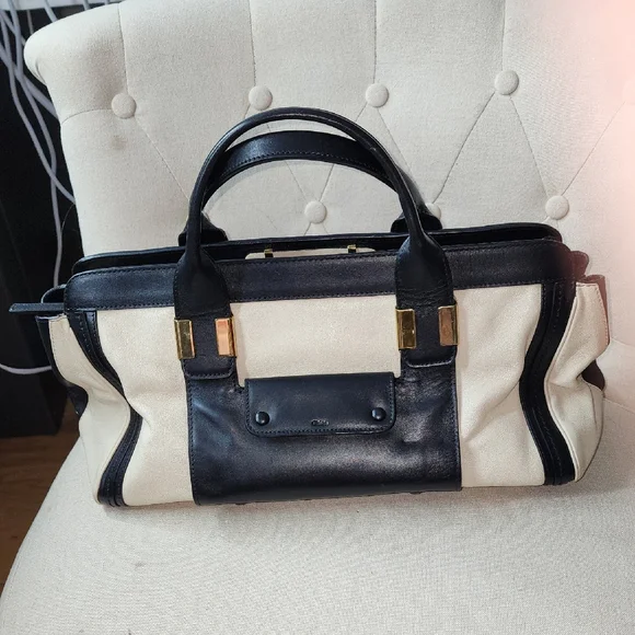 Chloe Black and Cream Briefcase with Structured Design