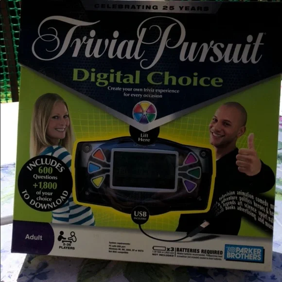 Digital trivial pursuit box opened
