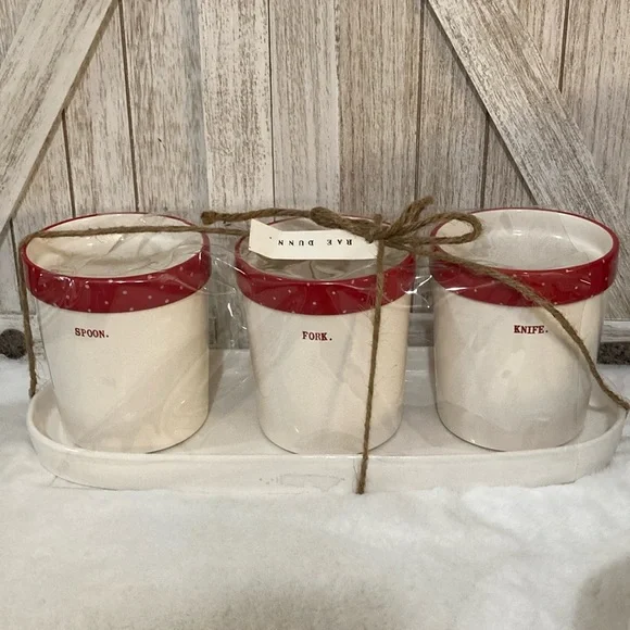 Rae Dunn Ceramic Silverware Holders