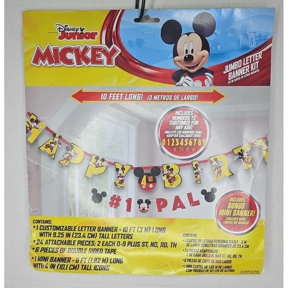 Disney Junior Mickey Mouse Jumbo Letter Banner Kit 10 Ft Yellow Birthday Decor‎