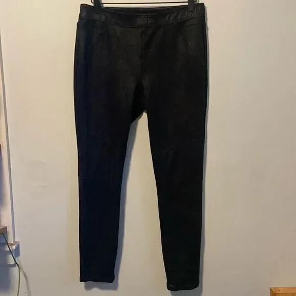 Free People Black Mid-Rise Faux Leather Pull On Leggings Size 8