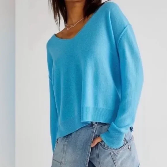 NEW FREE PEOPLE HARMONY CASHMERE V NECK SWEATER