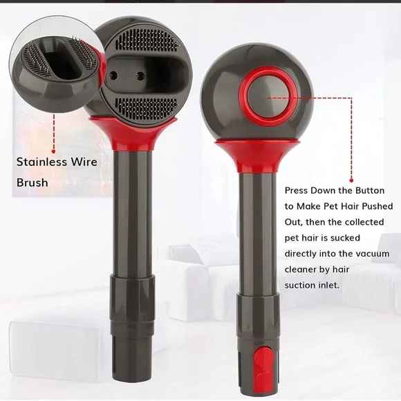 Pet Brush Grooming Tool - Dog Grooming Brush Tool Attachment compatible w/ Dyson