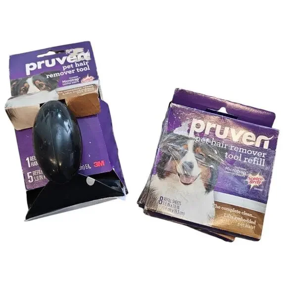 Pruven Scotch Brite Upholstery Pet Hair Remover Tool +3 Refill Sheets Dog Cat