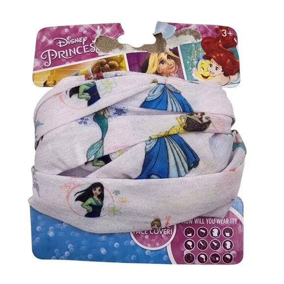 Disney Princess Protective Headband Face Cover‎ Multicolor Washable Reusable 3+