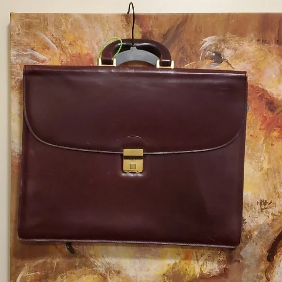 Oversized Bally briefcase in maroon