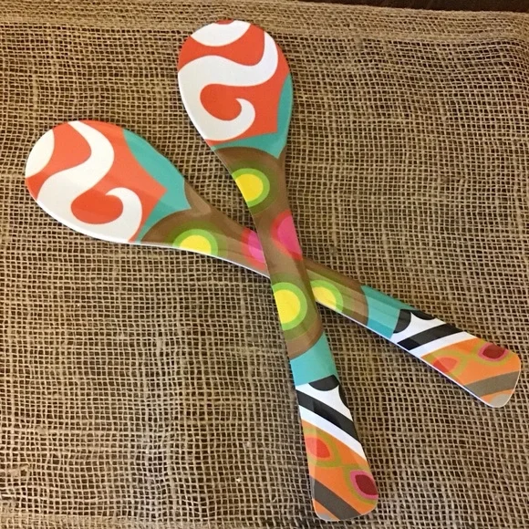 Two French Bull High-grade Melamine Serving Spoons. Fun retro MCM Vibe.