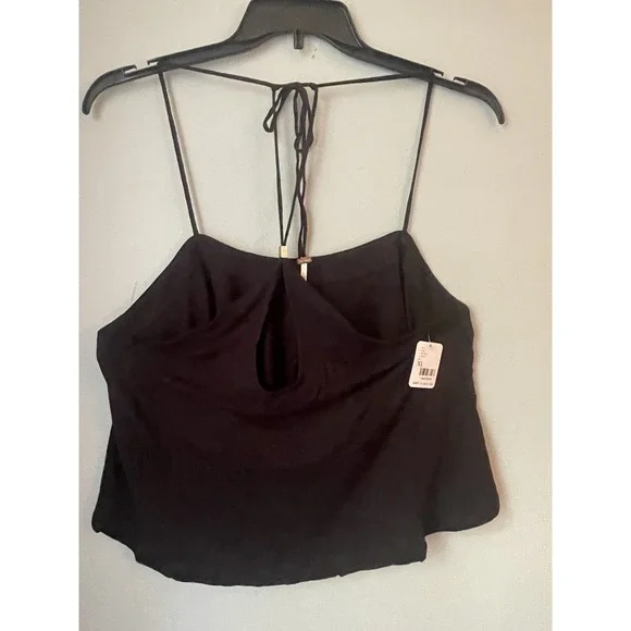 Free People Women's Long‎ Weekend Knit Halter Tank Black Size XL NWT $58