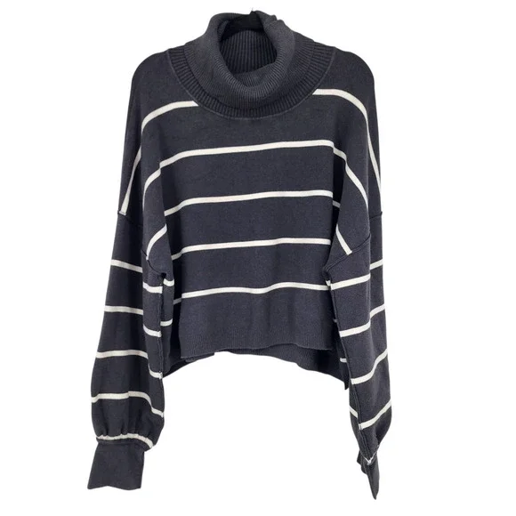 Free People Paulie Striped Turtleneck Long Sleeve Sweater Top Size Small