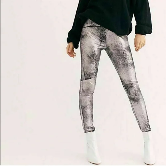 Free People Shark Metallic Faux Suede Pants Like New Size 31