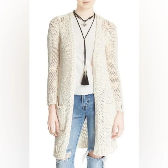 Free People 'Simply Sienna' cardigan in ivory cotton blend size Small
