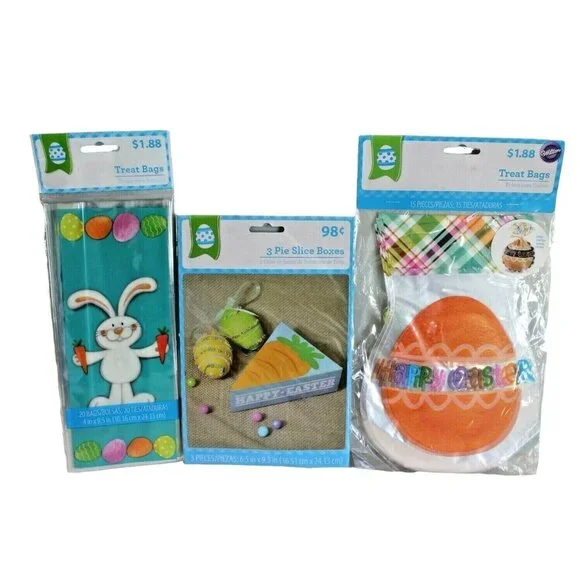 BULK LOT Easter Candy Party Favors‎ Treat Bags and Pie Box Egg Hunt
