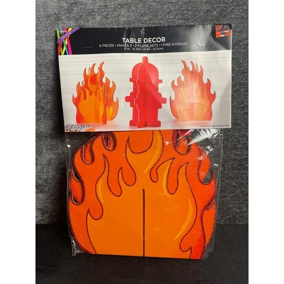 Brother Sister Design Studio Fire Hydrant and Flame 3D Table Decor 6 Piece Set