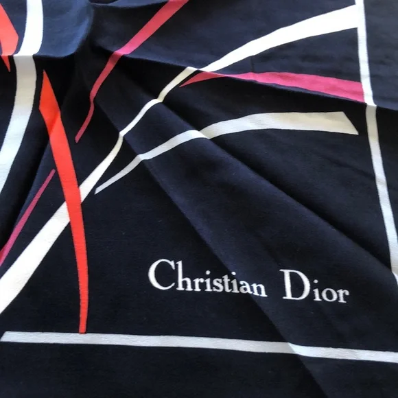 Christian Dior silk scarf . Approximately 26 by 26 . Floral design . Vintage