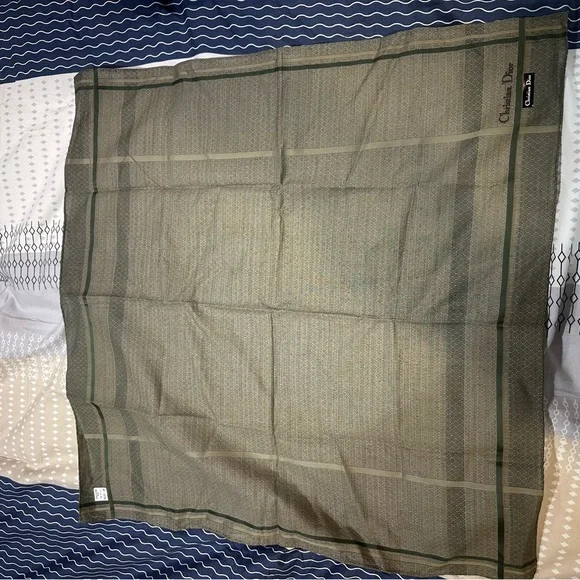 Christian Dior Olive Green/grey Scarf