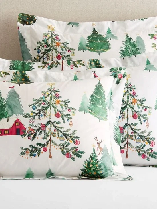 Pottery Barn Christmas In The Country Comforter Euro Pillow Sham 1