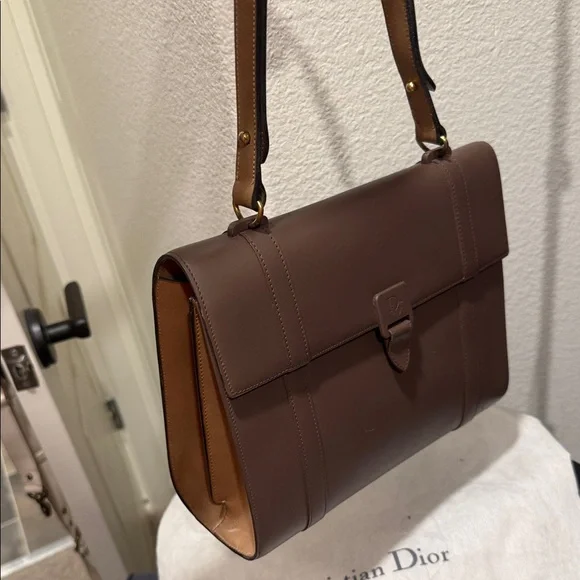 Dior Chocolate Brown Leather Briefcase