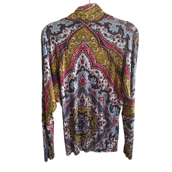 Free People Paisley Mock Neck Dolman Sleeve Top Multicolor Boho Print Small