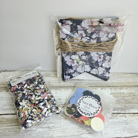 Floral Party Decor Set with Banner and Confetti