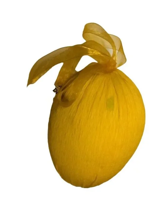 Crepe Paper Egg Ornaments Large Yellow Hanging Party Farmhouse Craft