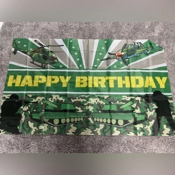 Happy Birthday backdrop-military