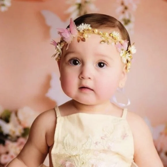 Toddler Baby Girl Butterfly Headband crown birthday easter dress clothes outfit