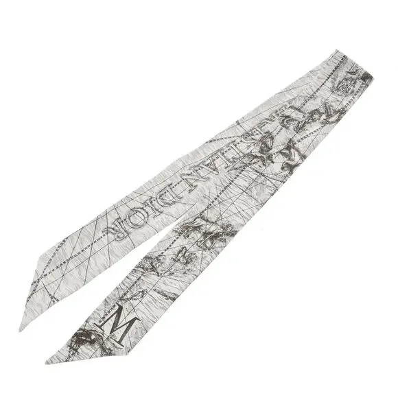 Christian Dior NEW Mitzah White Silk Twill 'M' Bandeau Scarf
