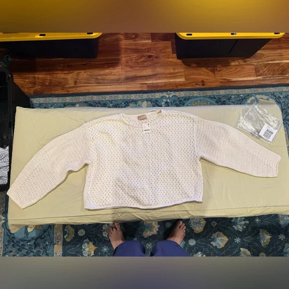 NWT Free People Ivy Sweater Pullover Cream Knit Size M