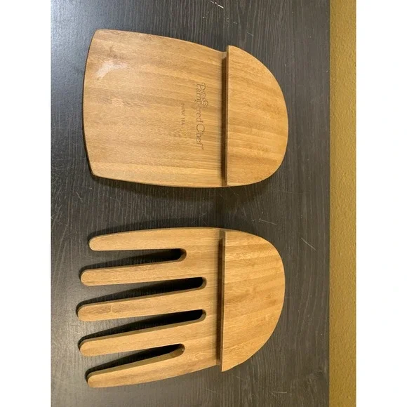 Salad‎ Tongs Serving Claws Pampered Chef Tossing Bamboo Wood