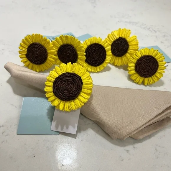 Sunflower Napkin Rings set 6