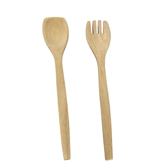 Wooden‎ Salad Servers Set Spoon Fork Serving Utensils Natural Wood Kitchen
