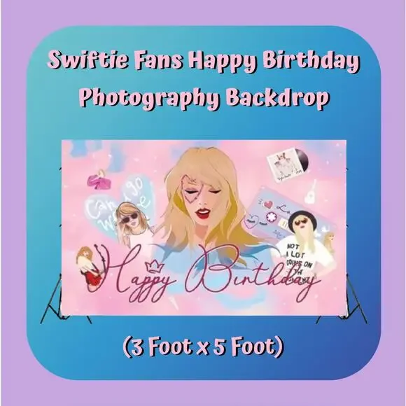 Swiftie Fans Happy Birthday Photo Backdrop Banner 3'x5' Lover 1989 Reputation