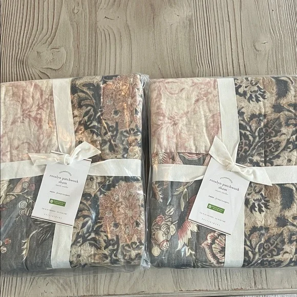 Pottery barn Rosalyn Patchwork sham Euro size 26 x 26 set of 2 NWT