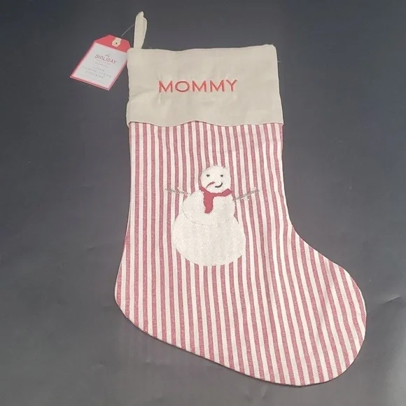 NEW MOMMY Pottery Barn Holiday Christmas Gift Snowman Stocking