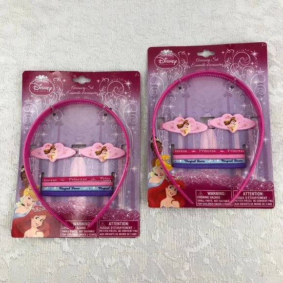 Disney Princess 7-Piece Accessories Set: Headband, Barrettes & Elastics (2 sets)