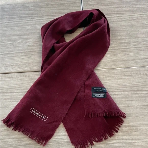 Christian Dior Monsieur Burgundy Merino Wool Scarf | Made in JapanLuxury Vintage