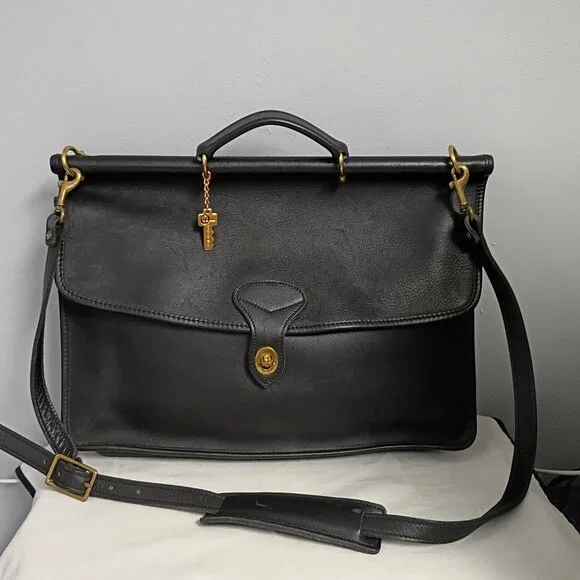 ❤️JACK GEORGES University Single Gusset Briefcase Clutch / Laptop Shoulder Bag