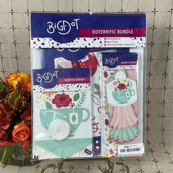 Big Dot of Happiness Tea Party Doterrific Bundle Party Supplies Paper Chains +