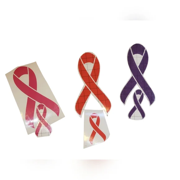 Colorful Awareness Ribbon Stickers Set Red Purple and Pink