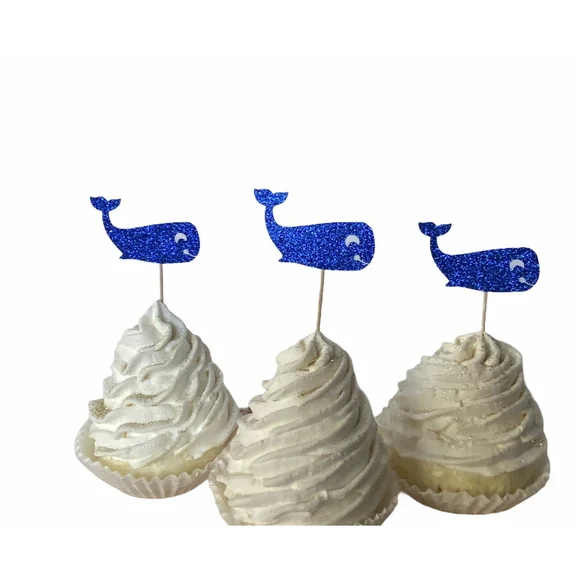 Whale Cupcake Toppers, Whale Theme, Whale Party, Whale Birthday, 12 Toppers