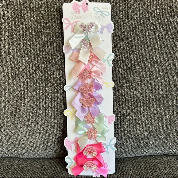 Bow Fancy Set of 10 Hair Clips rainbows and butterflies