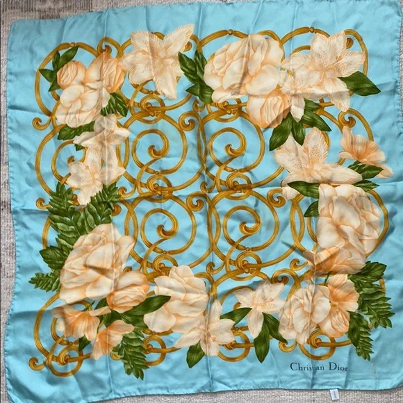 Dior Blue and Gold Scarf