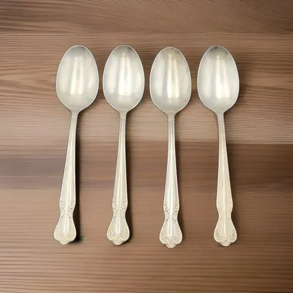 Rogers Brothers Daybreak Elegant Lady Set 4 Teaspoons Reinforced Plate IS