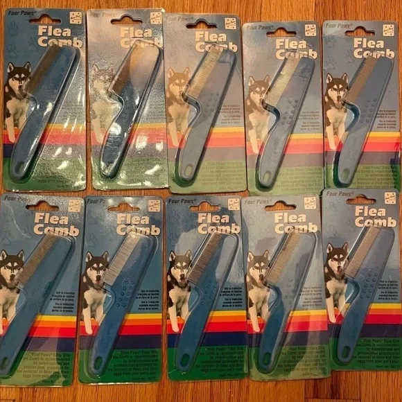 Four Paws Pet Flea Comb Single Row Coat Dog Cat Rabbit Ferret Lot Of 10 Combs