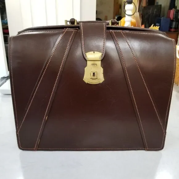 Vintage Crestlock lawyer bag briefcase genuine cowhide