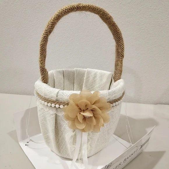 Wedding Flower Girl Basket Rustic
