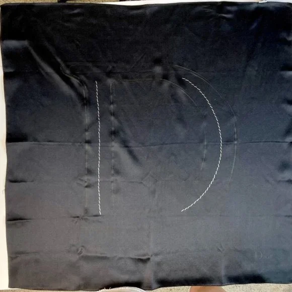 Vintage Christian Dior Black Silk Scarf