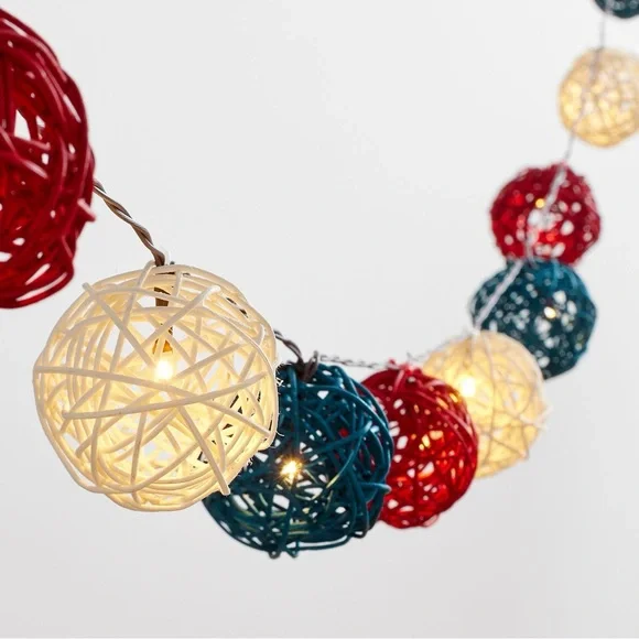 Pottery Barn Americana String Globe Lights - Red, Blue, Cream. BNIB
